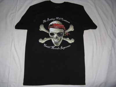 AMERICAN PRINTED T-SHIRT-UNFORGETTABLE GIFT- AMERICAN T-SHIRT PRINTED AMERICAN MOTIVE -"THE BEATINGS WILL CONTINUE"TOP QUALITY-LOWEST PRICE GAURANTEED-DO NOT MISS THIS CHANCE-FREE HOME(POST OFFICE) DELIVERY-ART NO. 20121211-132714-REA 50%