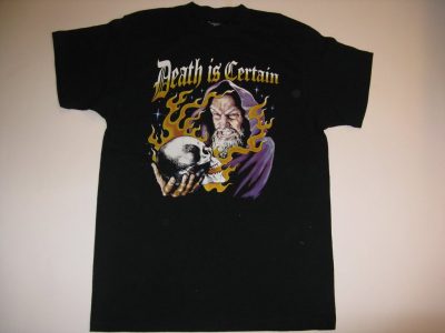 USAT-SHT PRINT FRAKT FREE-UNFORGETTABLE GIFT- PRINTED AMERICAN MOTIVE DEATH IS CERTAIN-TOP QUALITY-LOWEST PRICE GAURANTEE-DO NOT MISS THIS CHANCE-FREE HOME(POST OFFICE) DELIVERY-ART NO. 200706-3582-REA 50%
