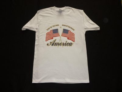 MID SUMMER FANTASTIC CLEARING SALE-T-SHIRT USA -UNFORGETTABLE GIFT- AMERICAN T-SHIRT PRINTED WITH MOTIVE "AMERICAN CROSS FLAG"-TOP QUALITY-LOWEST PRICE GAURANTEED-DO NOT MISS THIS CHANCE-ART NO. 200330-10328-REA 50%