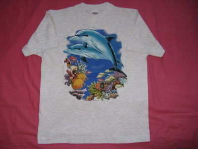 MID SUMMER FANTASTIC CLEARING SALE-T-SHT PRINTED TWO DOLPHIN- UNFORGETTABLE GIFT- AMERICAN T-SHIRT PRINTED(CAT SLEEPING NEAR HAT) AMERICAN MOTIVE-TOP QUALITY-LOWEST PRICE GAURANTEE-DO NOT MISS THIS CHANCE-ART NO. 197912265