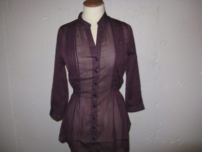 MID SUMMER FANTASTIC CLEARING SALE-INDIAN 100 % POLYESTER BEAUTIFUL SHIRT FOR USING IN OFFICE FOR YOUNG LADIES- LILAC COLOR- CHINESE COLLAR SHAPED DESIGNED BY A FRENCH DESIGNER TOP QUALITY-LOWEST PRICE GUARANTEED-TRY AT LEAST ONCE- DO NOT MISS THIS CHANCE