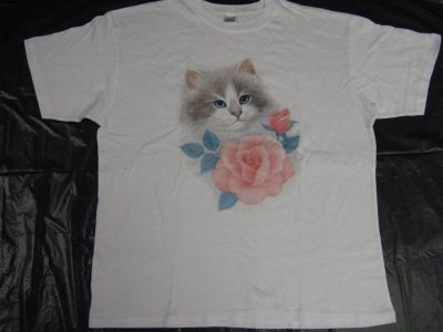 MID SUMMER FANTASTIC CLEARING SALE-AMERICAN PRINTED T-SHIRT-UNFORGETTABLE GIFT- PRINTED AMERICAN MOTIVE CAT WITH ROSE-TOP QUALITY-LOWEST PRICE GAURANTEE-DO NOT MISS THIS CHANCE-REA 50%
