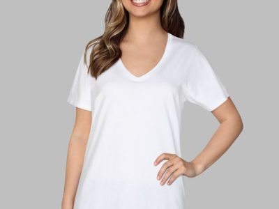 MID SUMMER FANTASTIC CLEARING SALE-AMERICAN PLAIN V-NECK LADIES T-SHIRT-WHITE-MEMORABLE GIFT-TOP QUALITY-LOWEST PRICE GUARANTEED-DO NOT MISS THIS CHANCE-ART NO. 61372-REA 27%