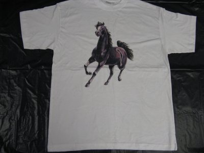 AMERICAN T-SHIRT PRINTED WITH USA MOTIVE " HORSE RUNNING " LOWEST PRICE GARANTI. Art.No. 120816-2121