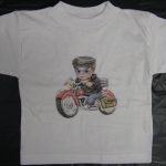 AMERICAN T-SHIRT PRINTED WITH USA MOTIVE " BOY DRIVING MOTOR CYCLE " LOWEST PRICE GARANTI. Art.No. 120816-2155